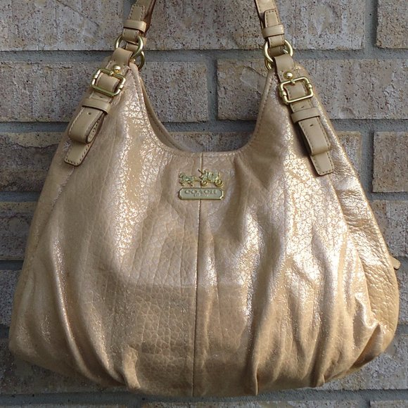 Coach Madison Shimmery Leather Satchel Purse. - Picture 1 of 16